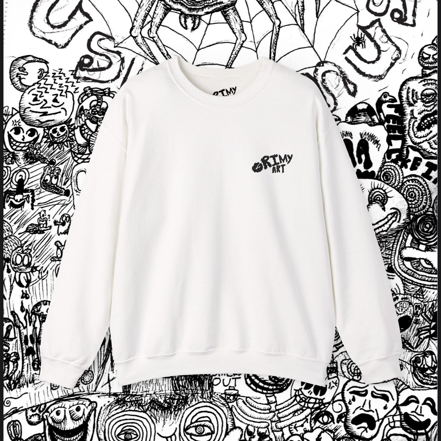 Grimy Art Spider Embroidered Crewneck